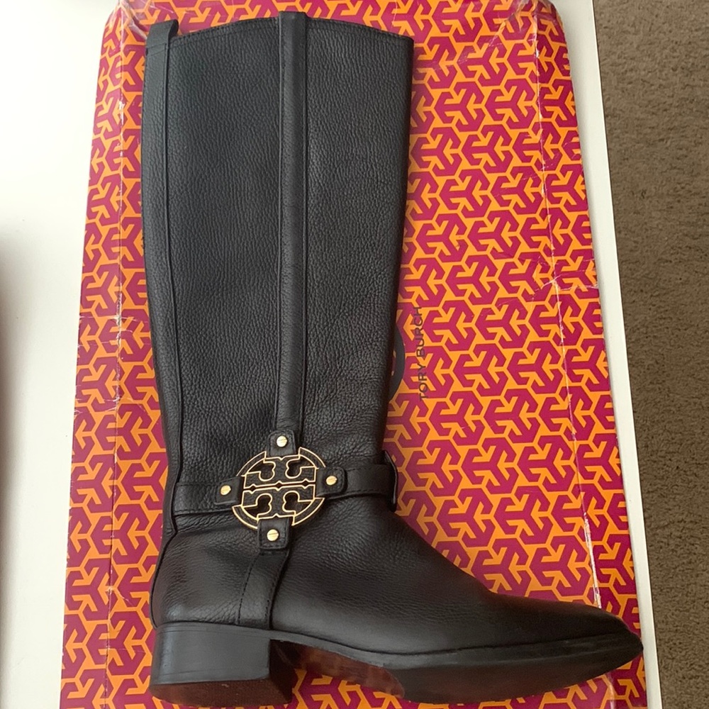 Tory Burch AMANDA Riding Boots Black Size 9